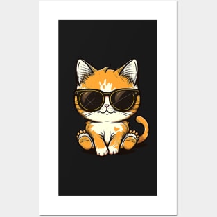 Cute ginger cat wearing sunglasses Posters and Art